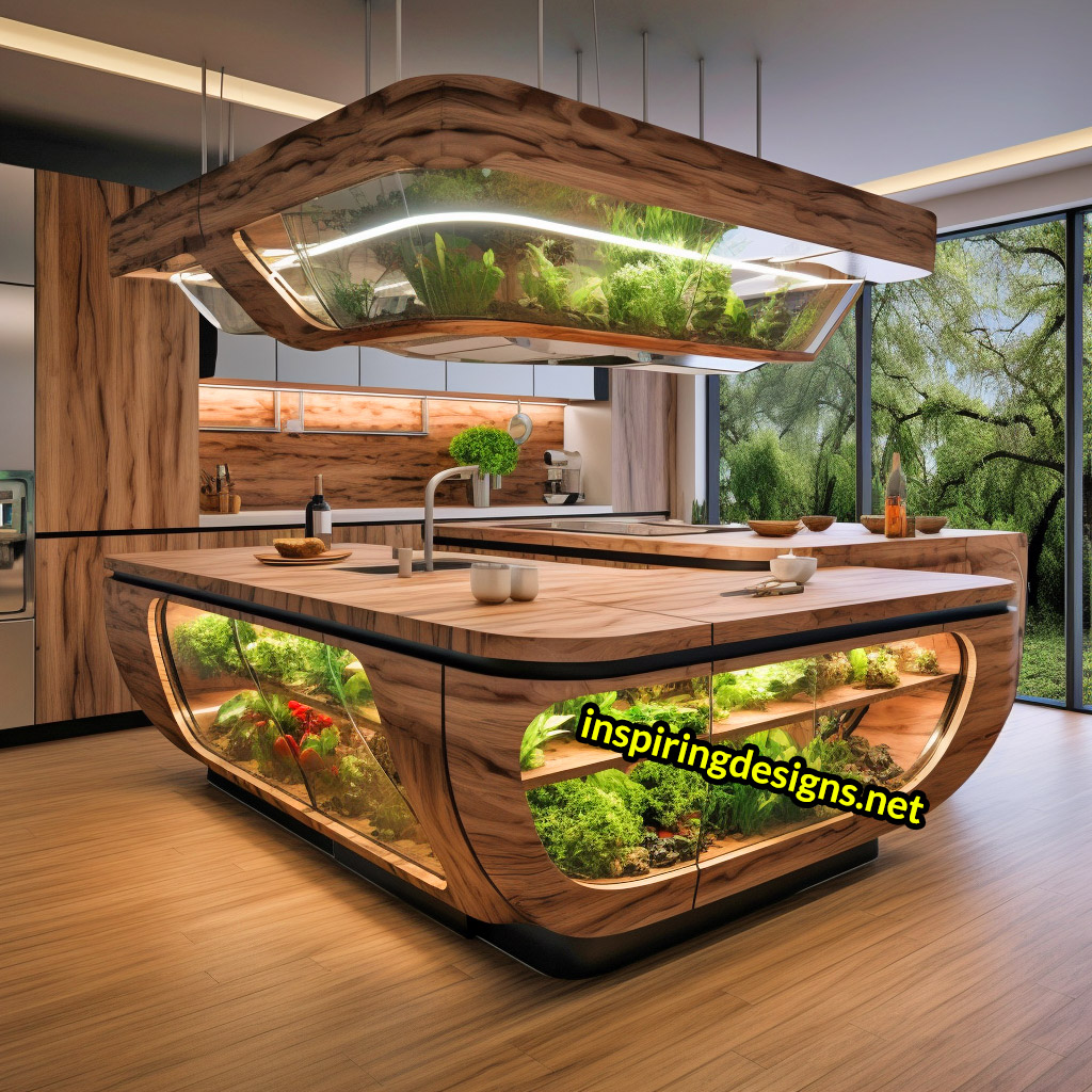 Kitchen Islands With Built-in Composters and Hydroponics Gardens