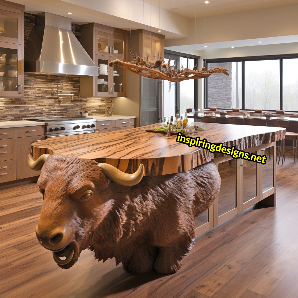 Wooden Kitchen Islands With Animal Designs