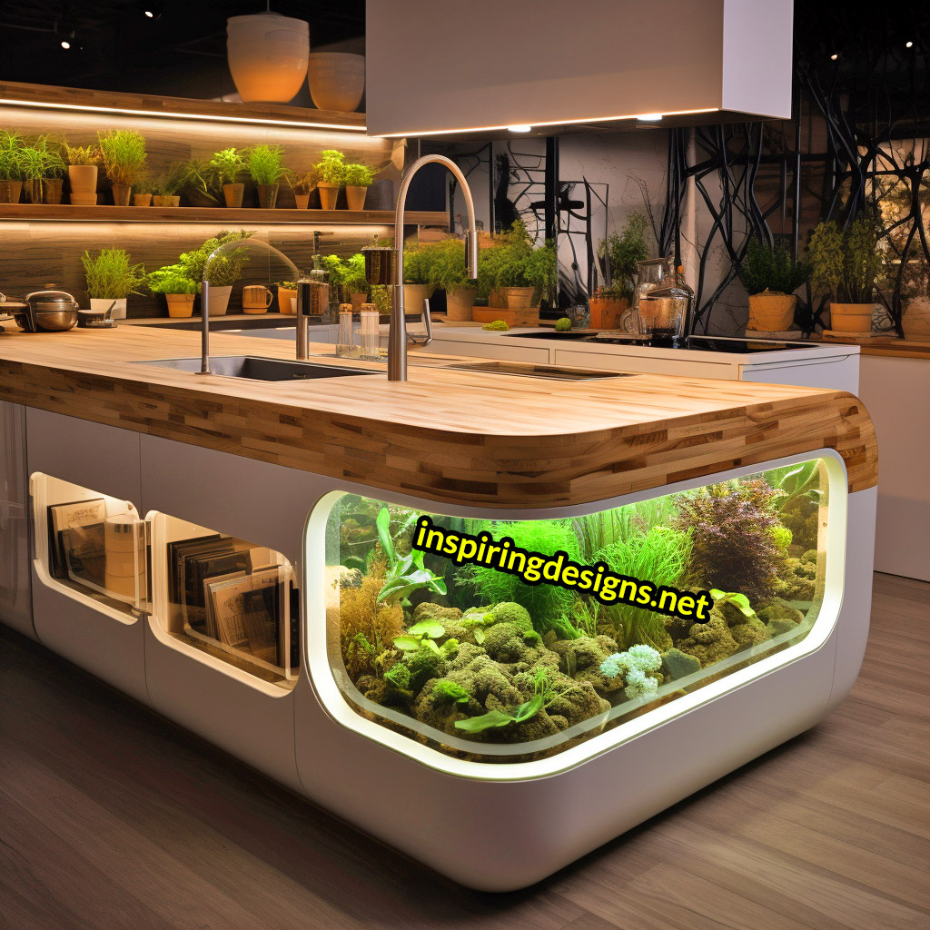 Kitchen Islands With Built-in Composters and Hydroponics Gardens