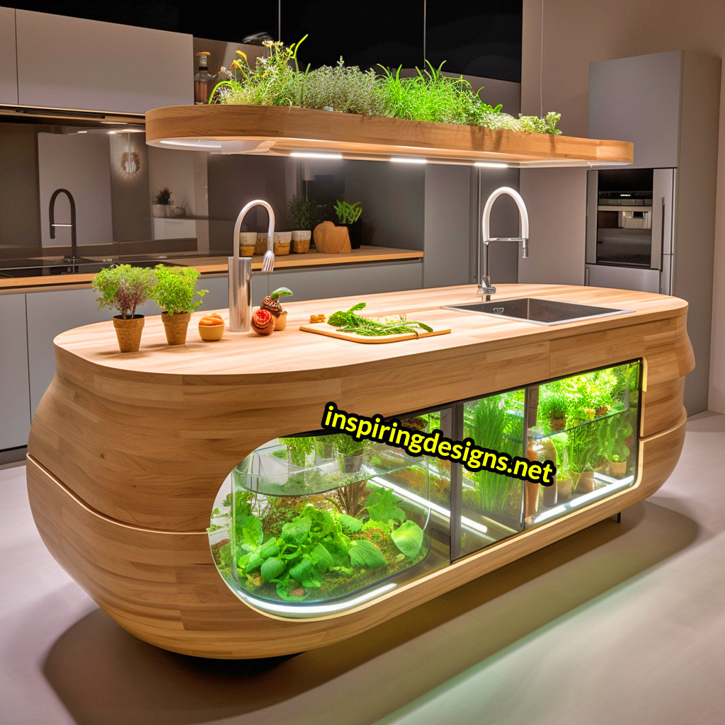 Kitchen Islands With Built-in Composters and Hydroponics Gardens