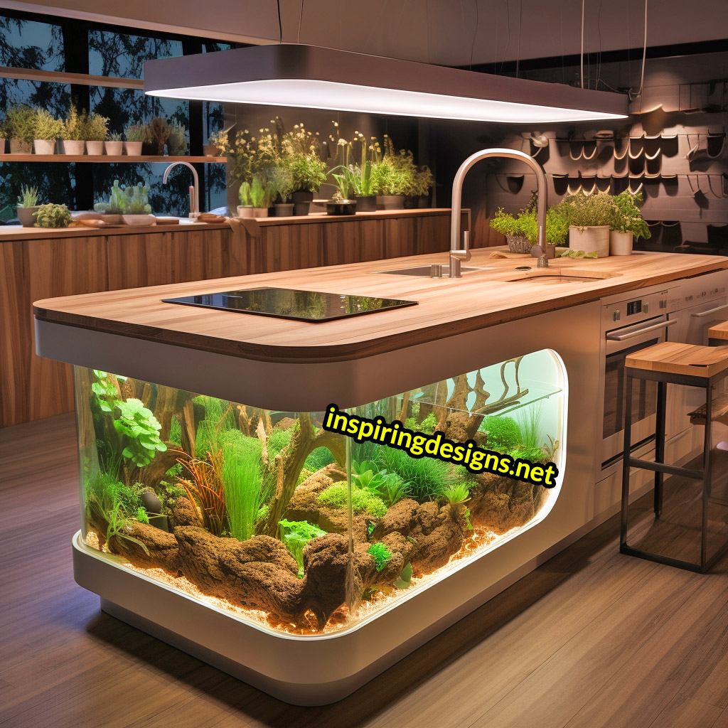 Kitchen Islands With Built-in Composters and Hydroponics Gardens