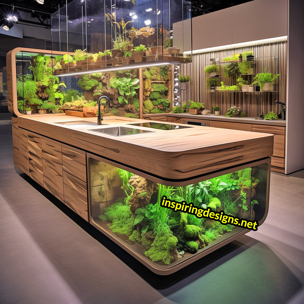 Kitchen Islands With Built-in Composters and Hydroponics Gardens