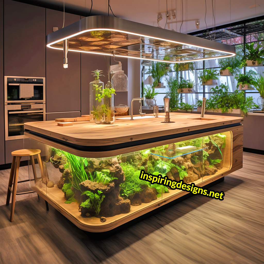 Kitchen Islands With Built-in Composters and Hydroponics Gardens