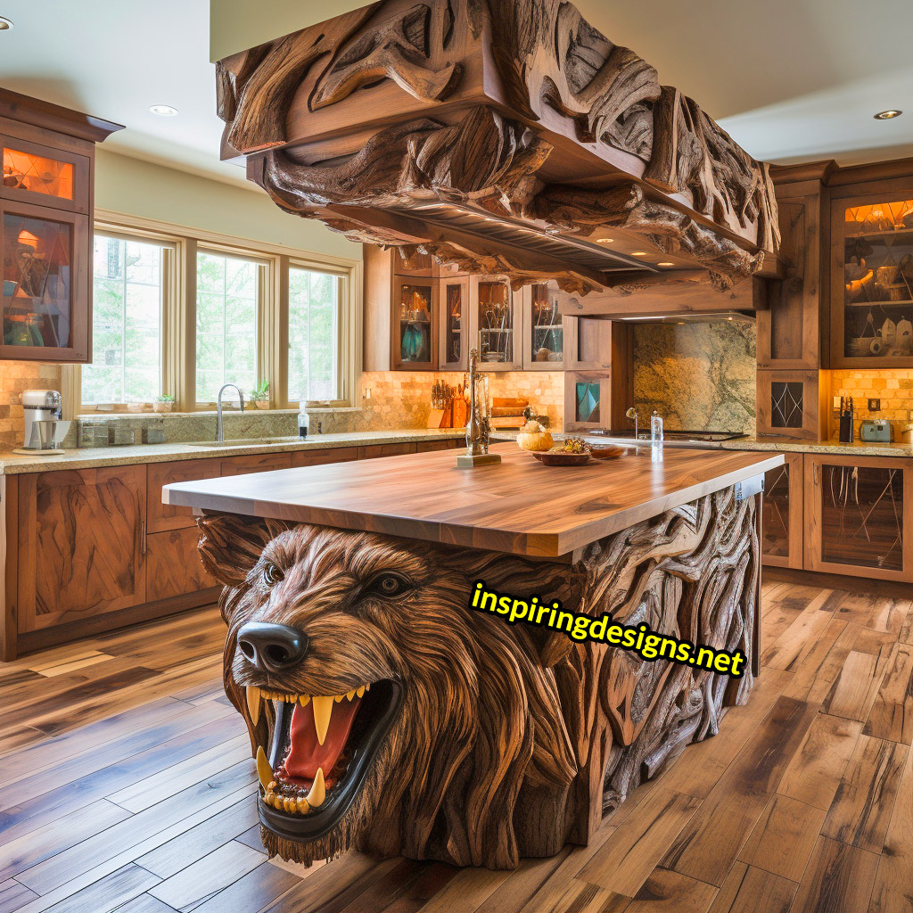 Wooden Kitchen Islands With Animal Designs