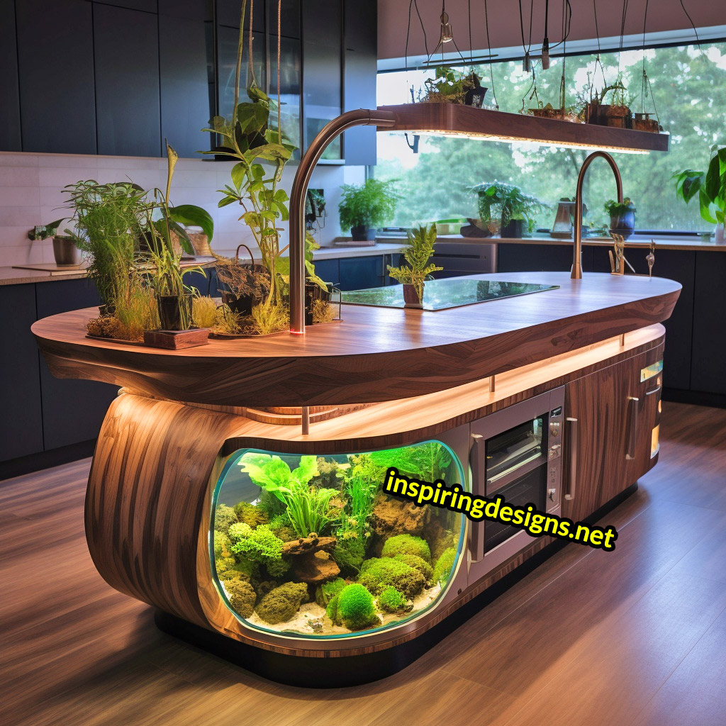 Kitchen Islands With Built-in Composters and Hydroponics Gardens