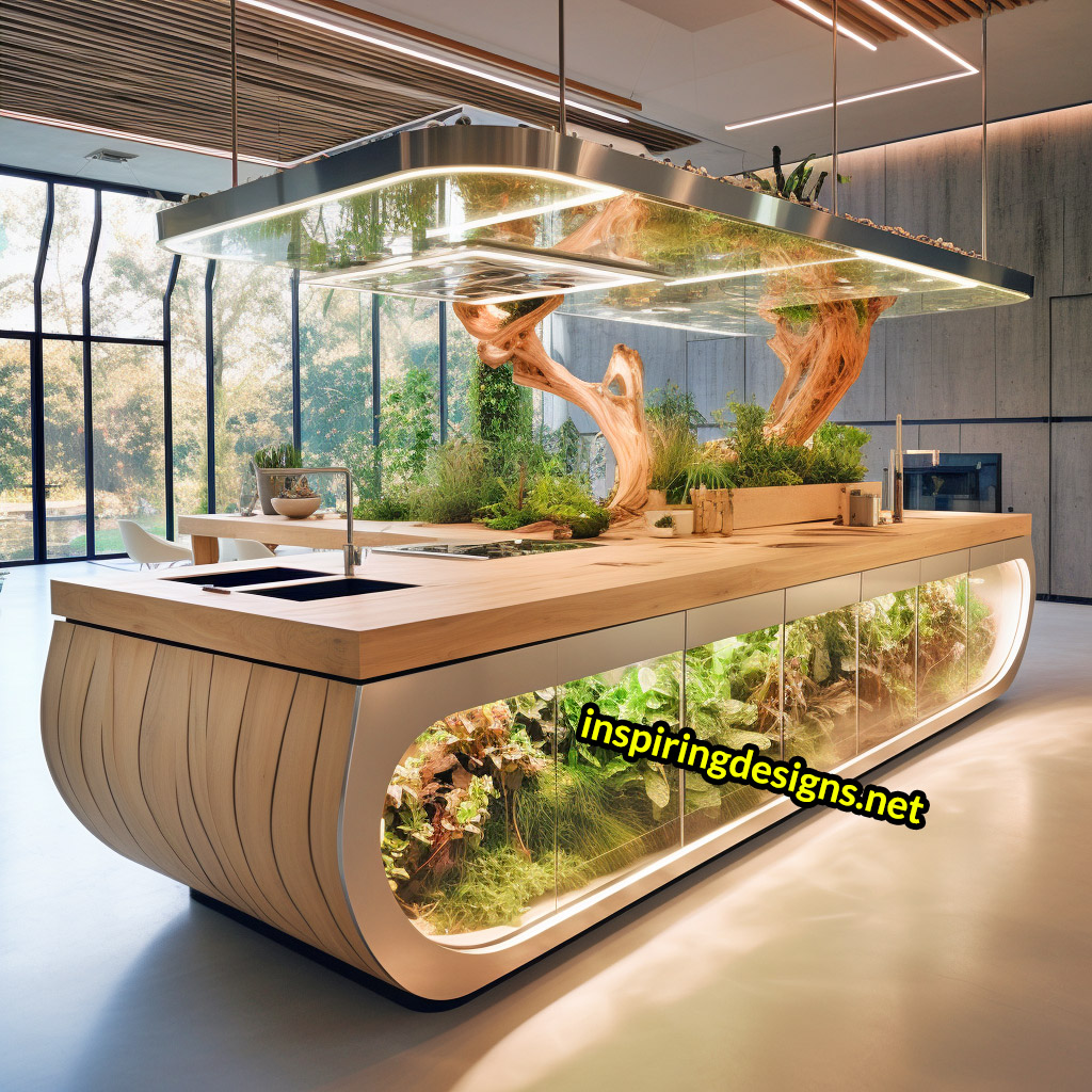 Kitchen Islands With Built-in Composters and Hydroponics Gardens