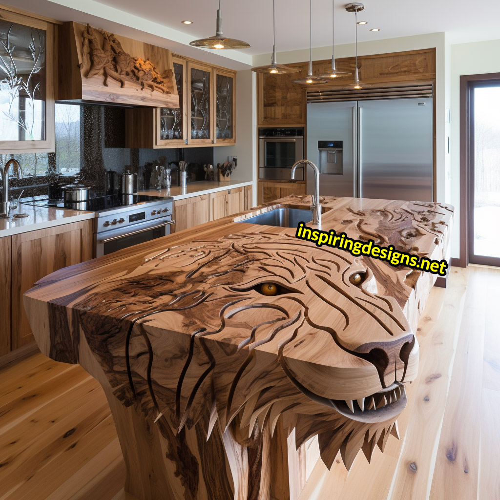 Wooden Kitchen Islands With Animal Designs