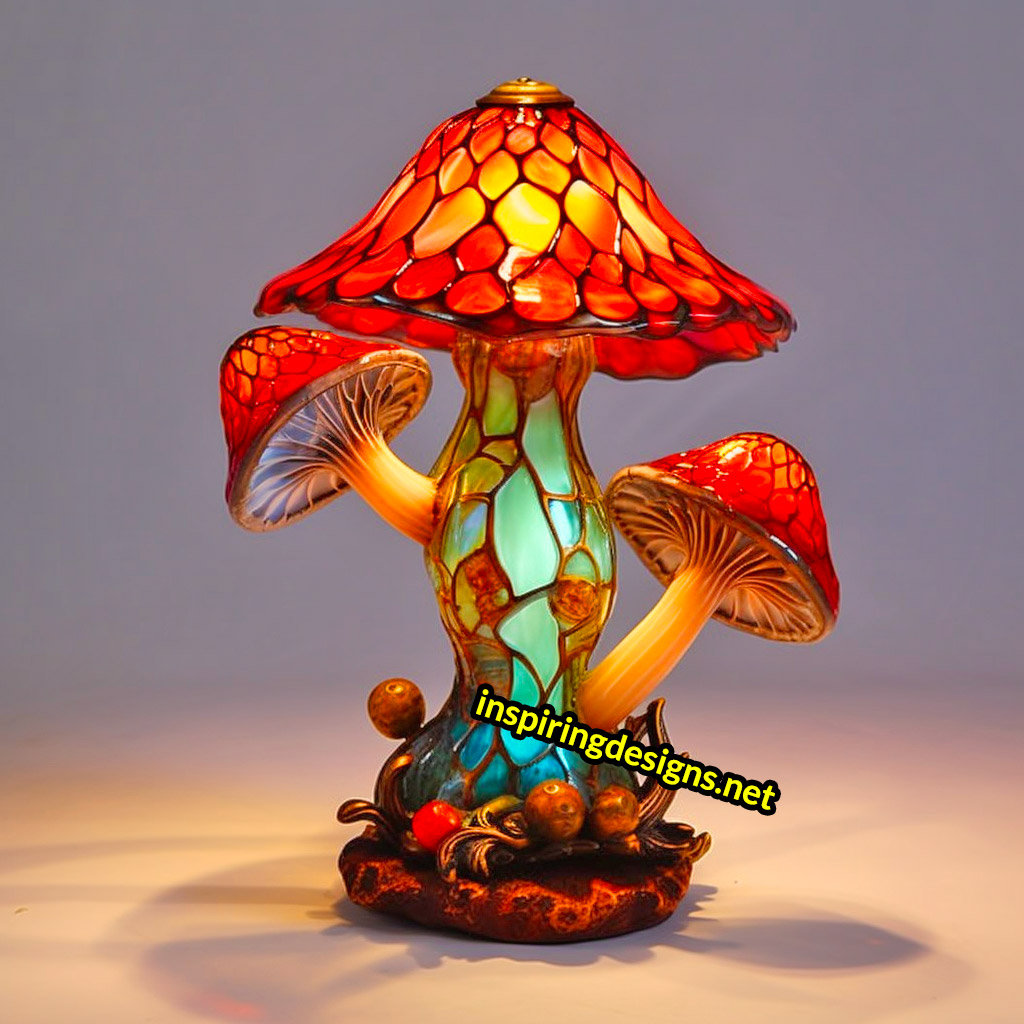 Stained Glass Mushroom Lamp