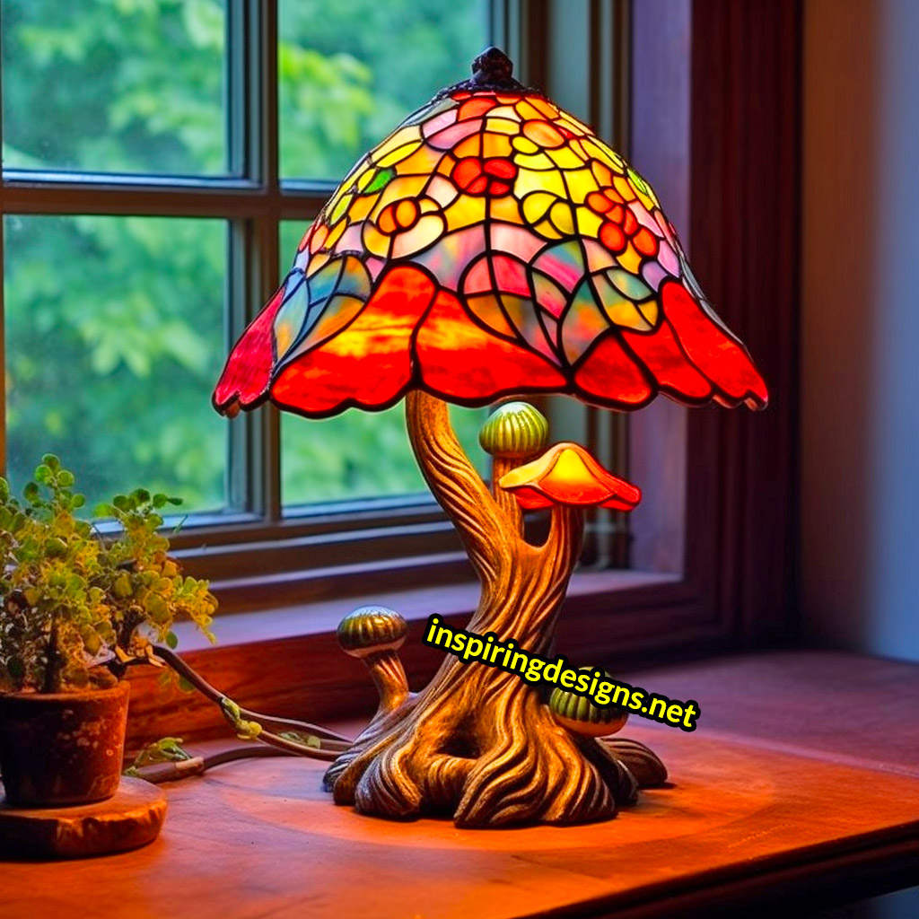 Stained Glass Mushroom Lamp