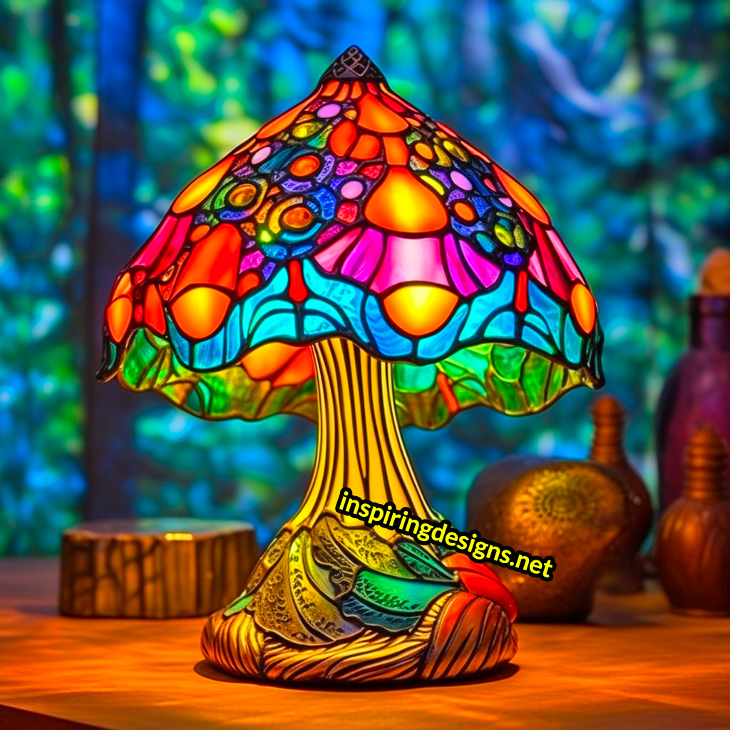 Stained Glass Mushroom Lamp