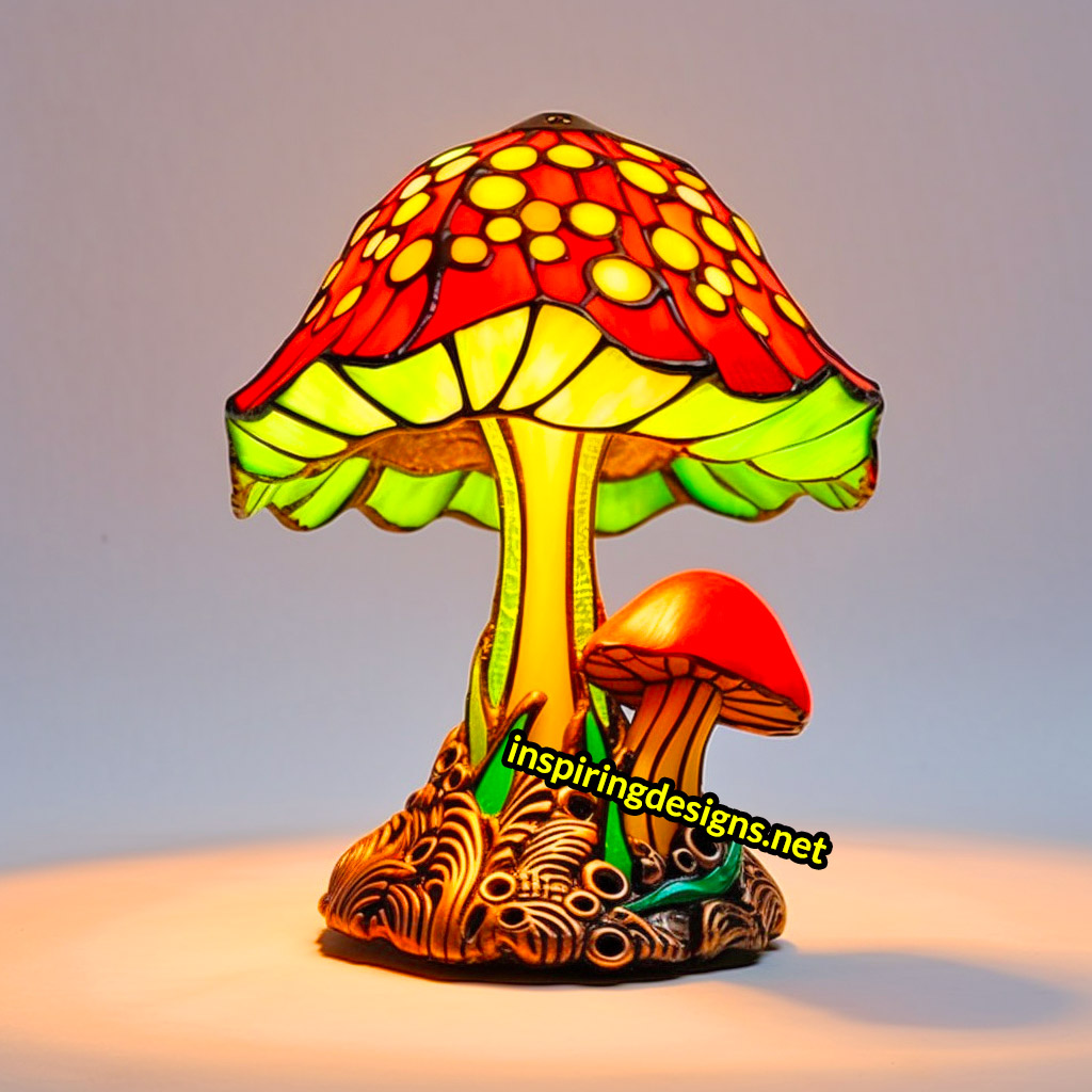 Stained Glass Mushroom Lamp