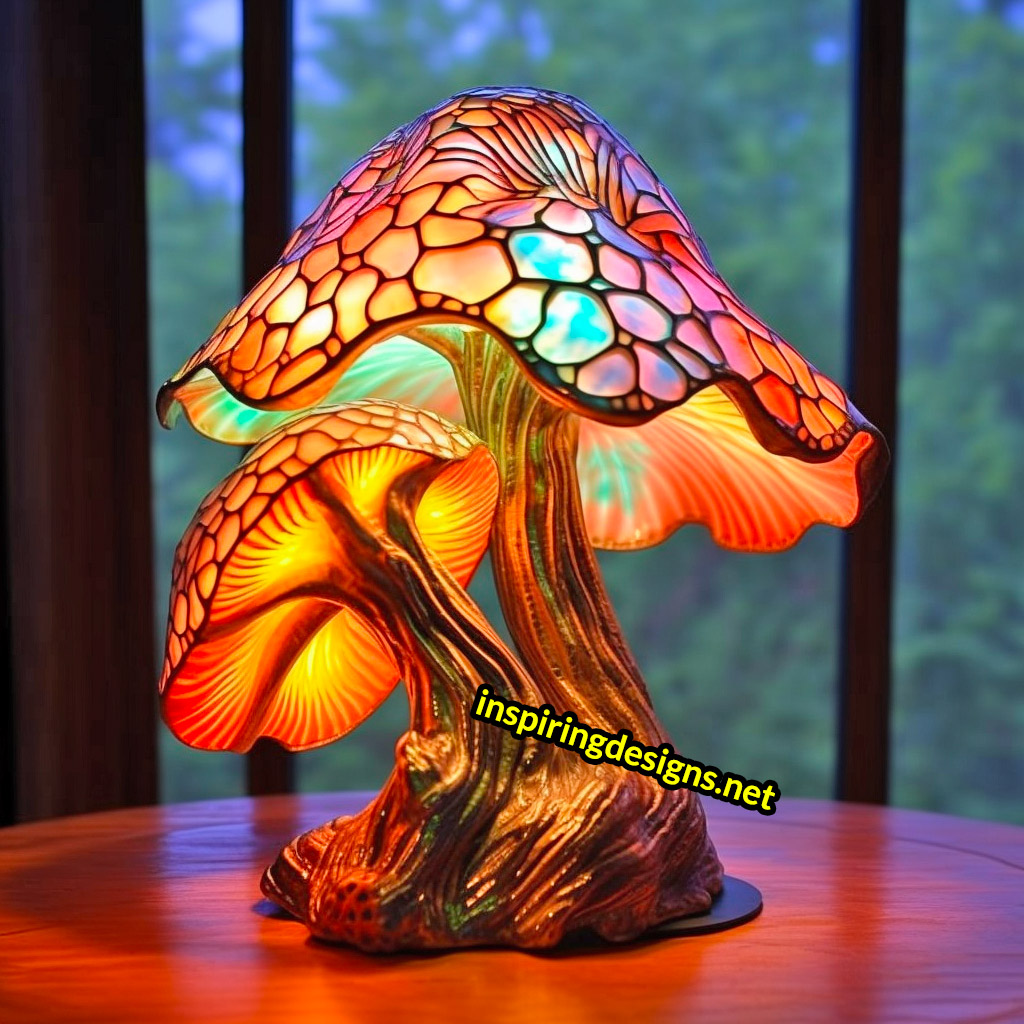 Stained Glass Mushroom Lamp