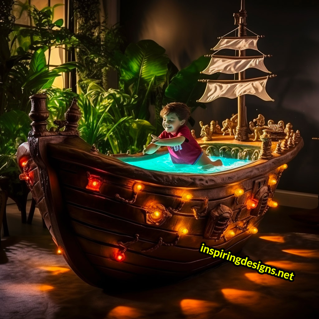 Giant Pirate Ship Shaped Kids Bathtubs