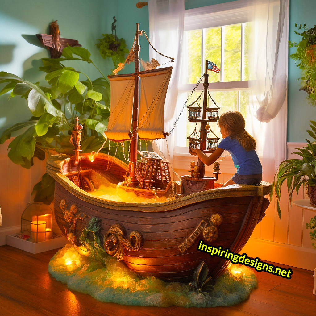 Giant Pirate Ship Shaped Kids Bathtubs