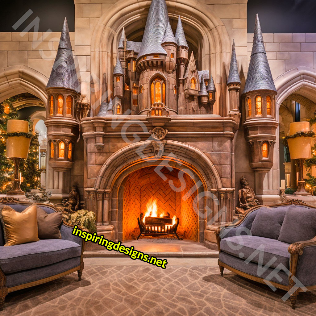 Giant Disney and Hogwarts Castle Shaped Fireplaces