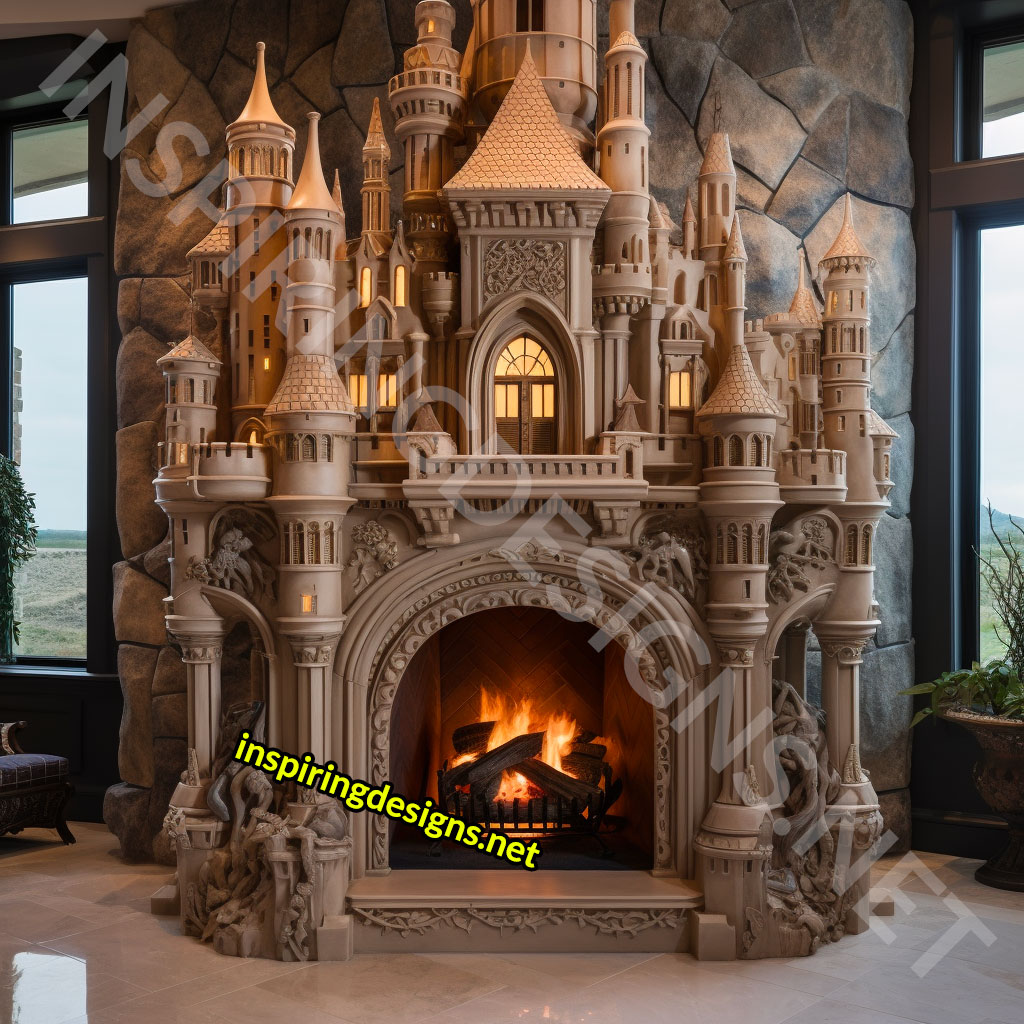 Giant Disney and Hogwarts Castle Shaped Fireplaces