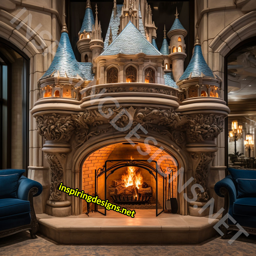 Giant Disney and Hogwarts Castle Shaped Fireplaces