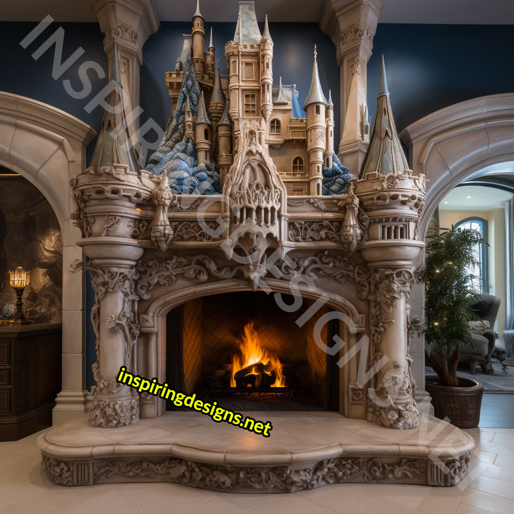 Giant Disney and Hogwarts Castle Shaped Fireplaces