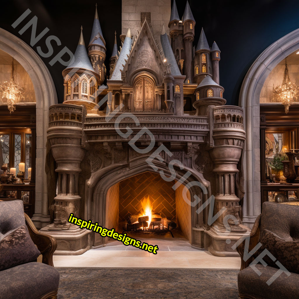 Giant Disney and Hogwarts Castle Shaped Fireplaces