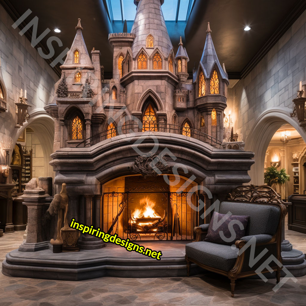 Giant Disney and Hogwarts Castle Shaped Fireplaces