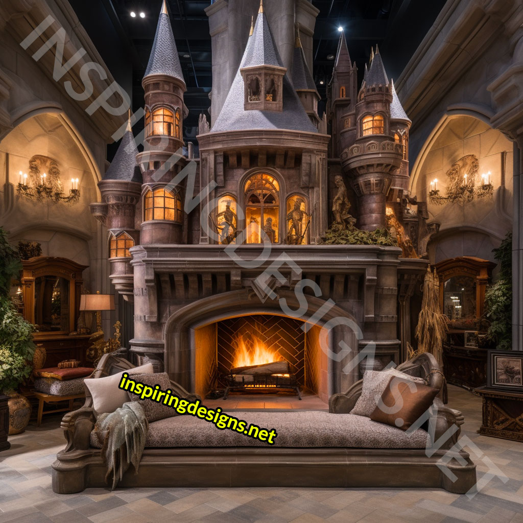 Giant Disney and Hogwarts Castle Shaped Fireplaces