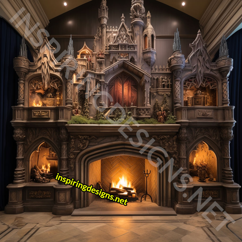 Giant Disney and Hogwarts Castle Shaped Fireplaces