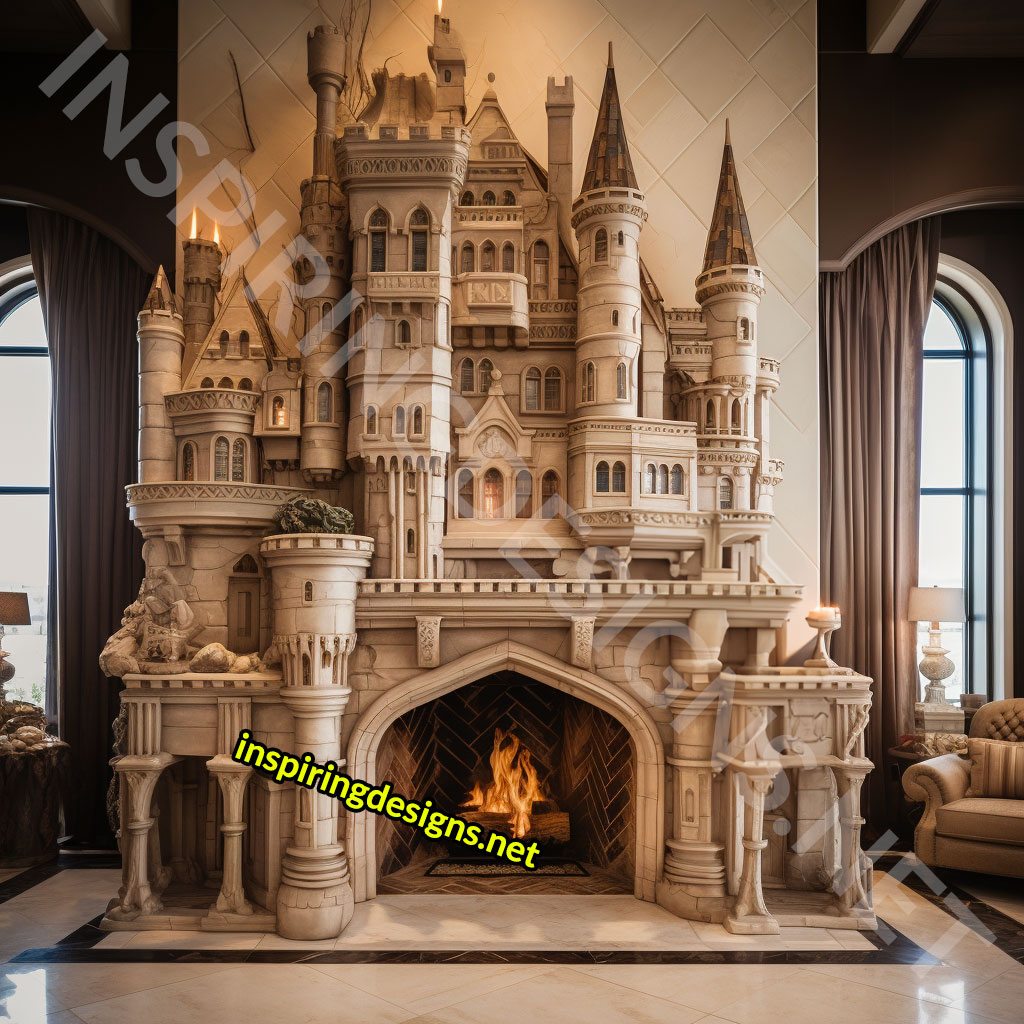 Giant Disney and Hogwarts Castle Shaped Fireplaces