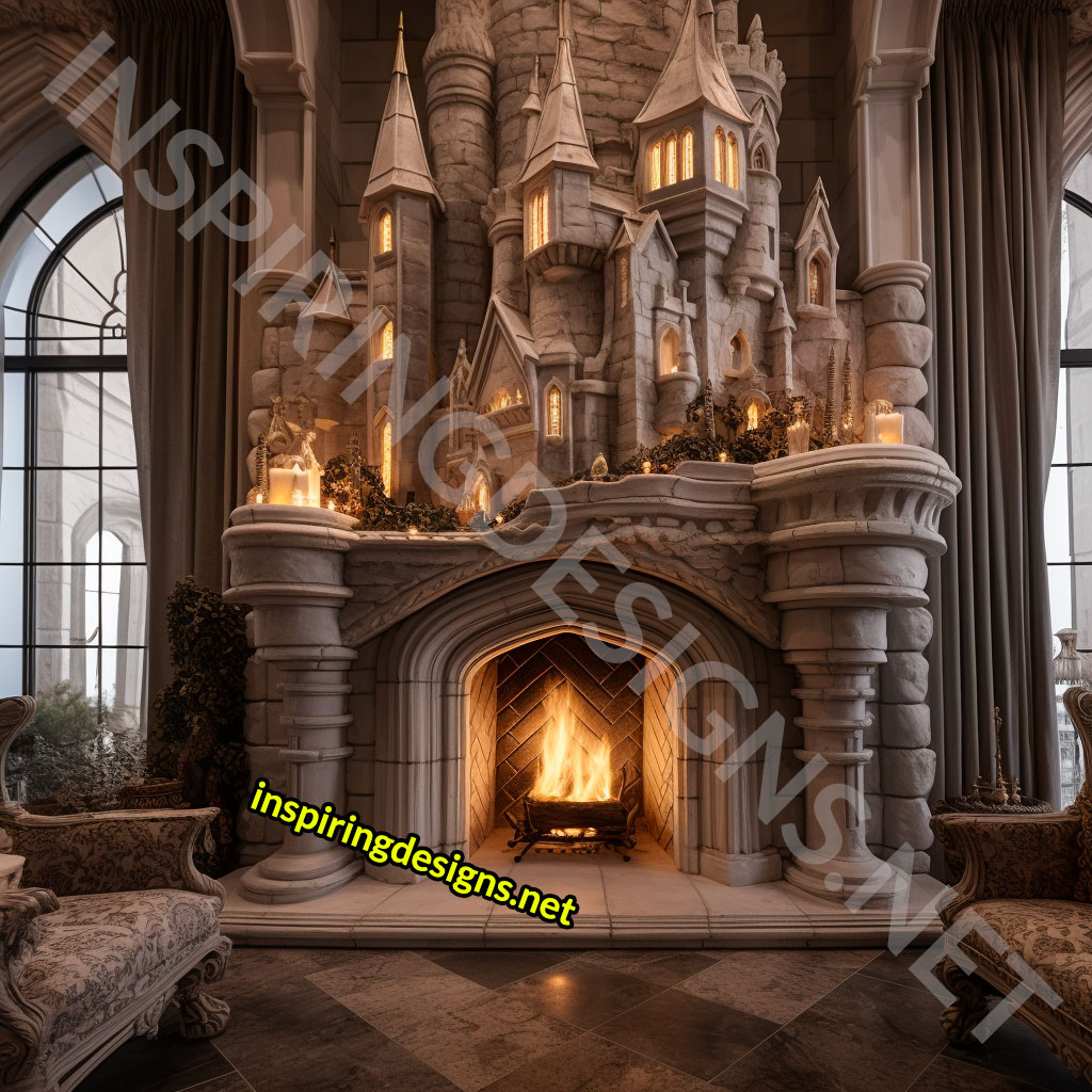 Giant Disney and Hogwarts Castle Shaped Fireplaces