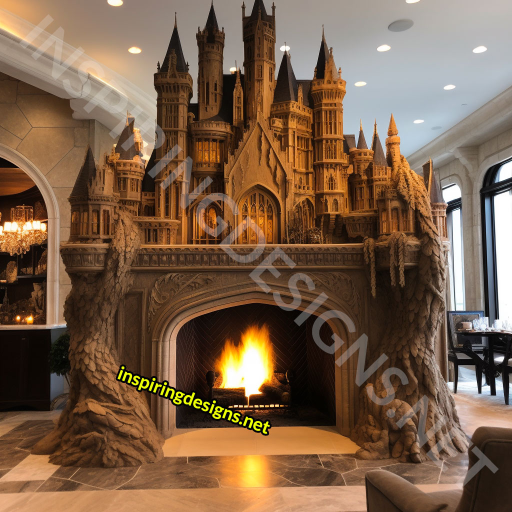 Giant Disney and Hogwarts Castle Shaped Fireplaces