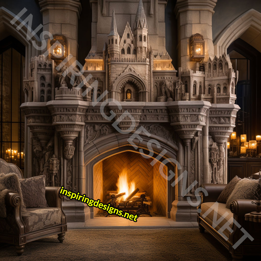 Giant Disney and Hogwarts Castle Shaped Fireplaces