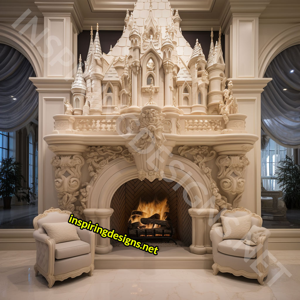 Giant Disney and Hogwarts Castle Shaped Fireplaces