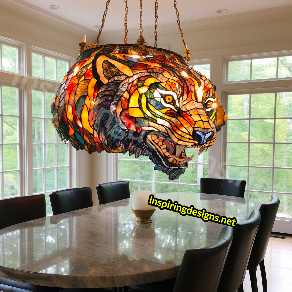 Giant Stained Glass Animal Chandeliers - Stained glass lion lamp