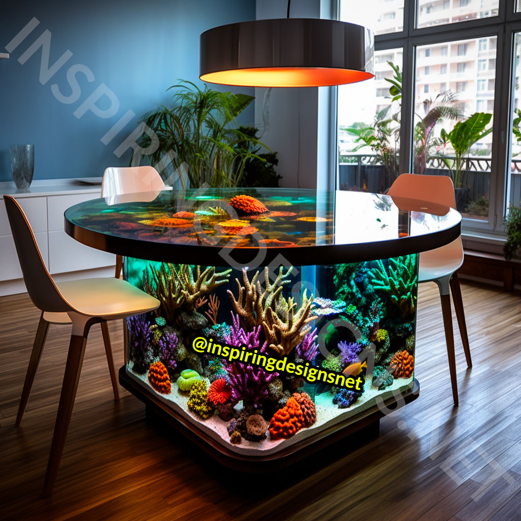 Aquarium dining outlet table