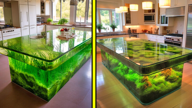 These Grass and Epoxy Kitchen Islands Blend Nature with Contemporary Design