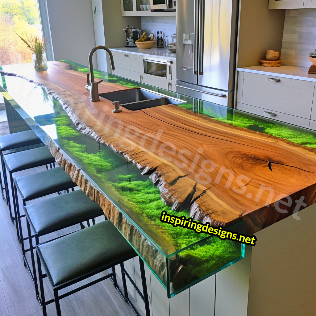 Grass and Epoxy Kitchen Islands