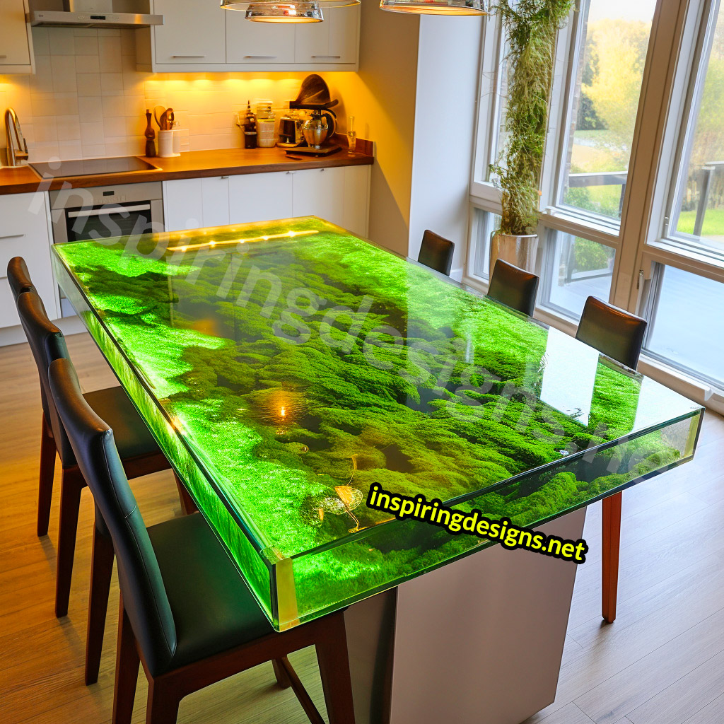 Grass and Epoxy Kitchen Islands