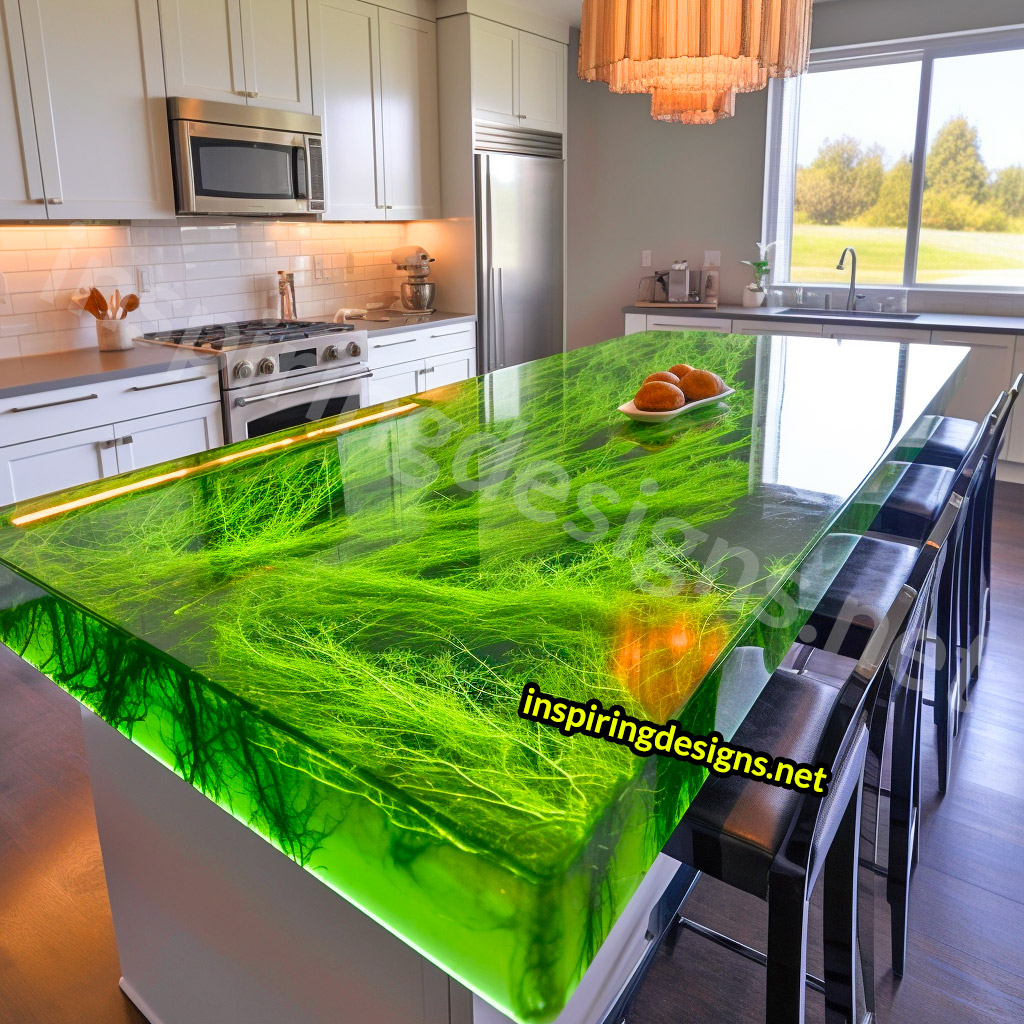 Grass and Epoxy Kitchen Islands