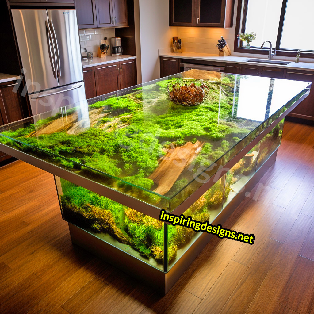 Grass and Epoxy Kitchen Islands