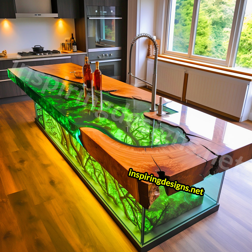 Grass and Epoxy Kitchen Islands