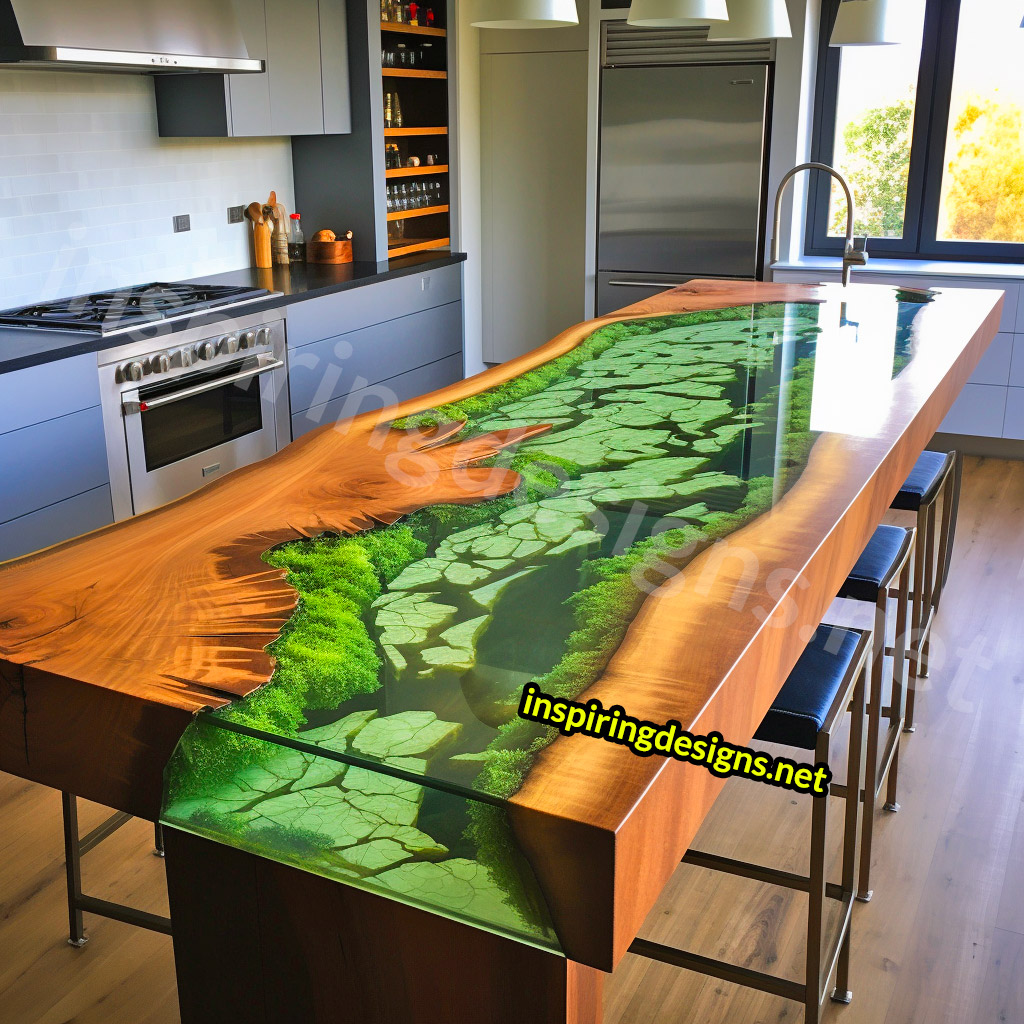 Grass and Epoxy Kitchen Islands