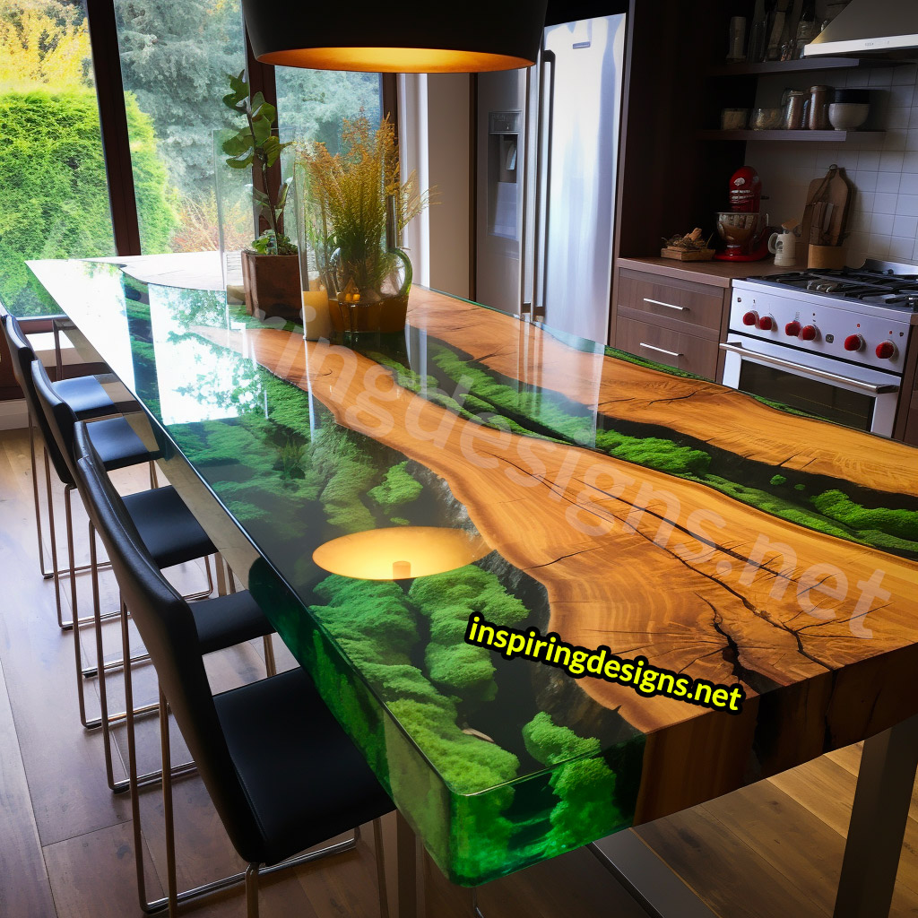 Grass and Epoxy Kitchen Islands