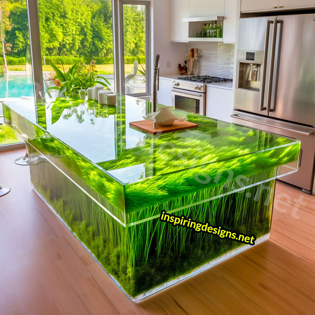 Grass and Epoxy Kitchen Islands