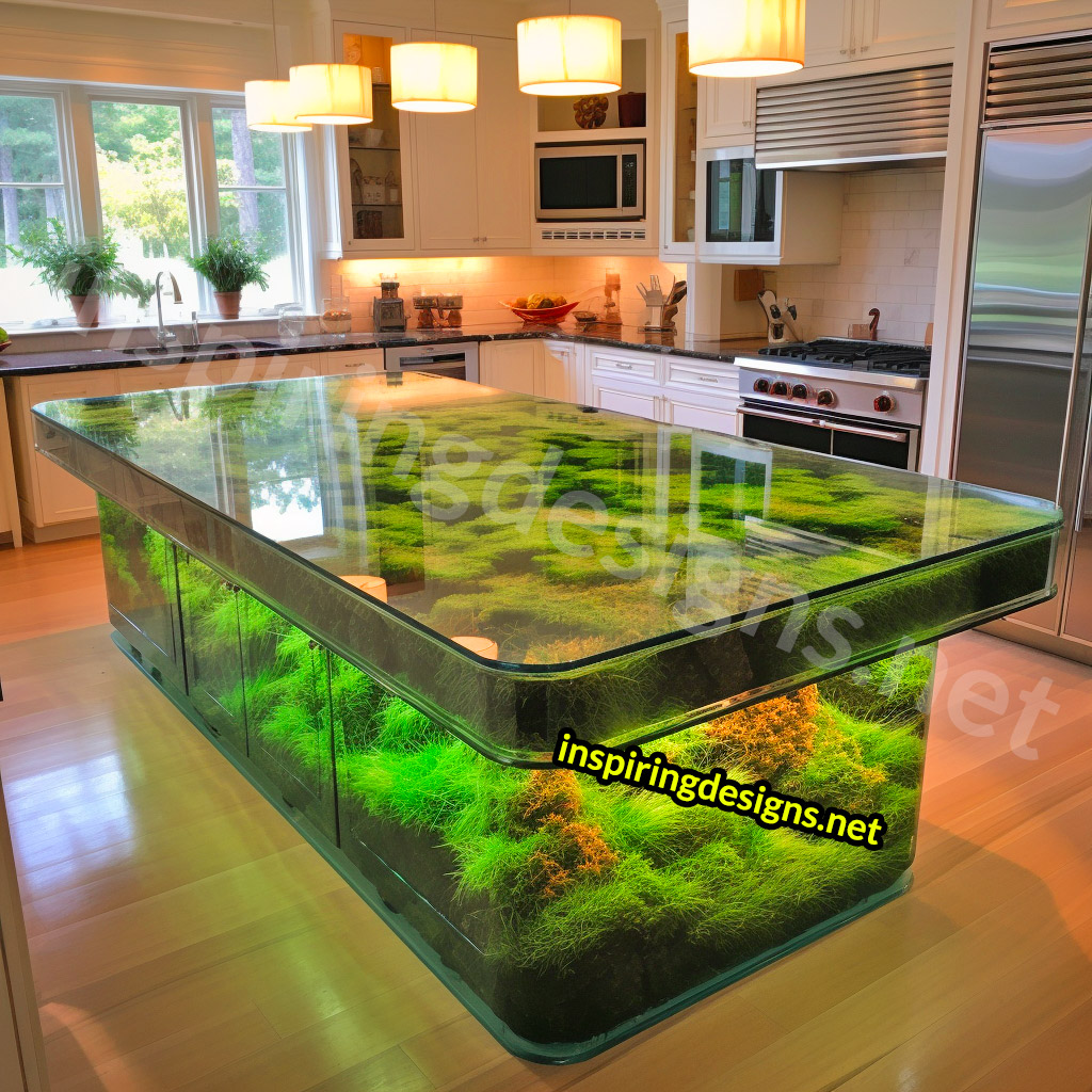 Grass and Epoxy Kitchen Islands