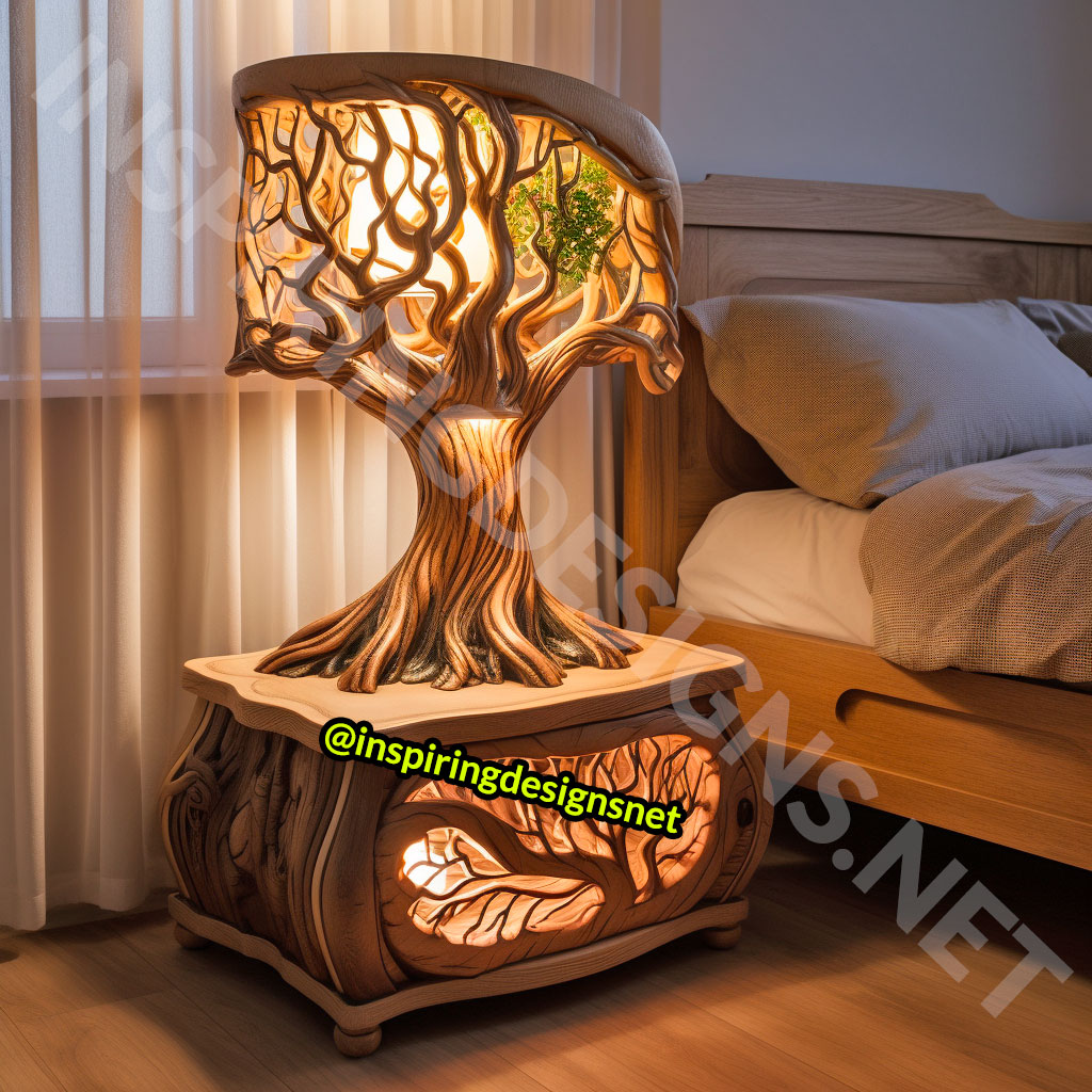 Wooden Tree Of Life Nightstands Tables