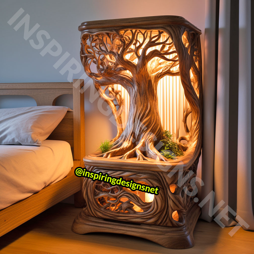 Wooden Tree Of Life Nightstands Tables