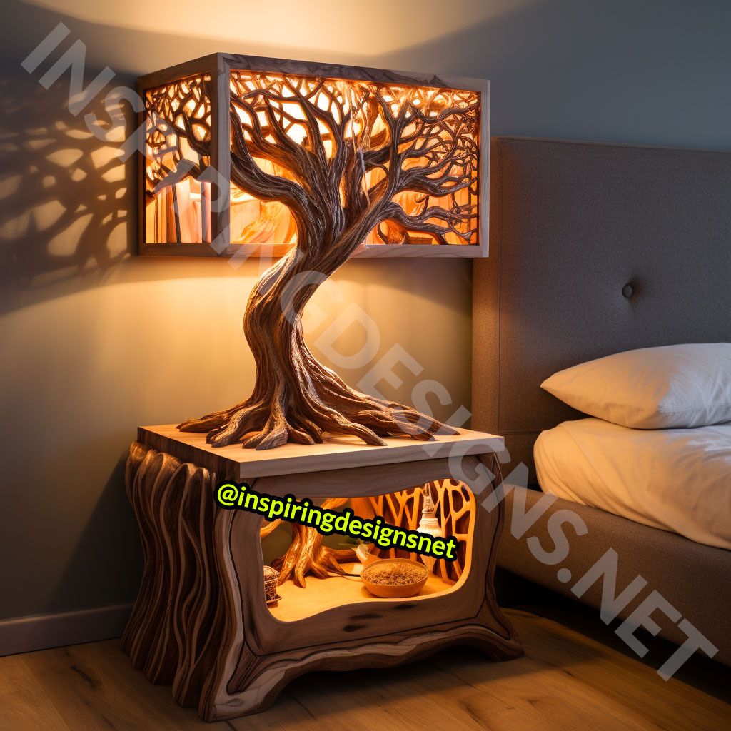 Wooden Tree Of Life Nightstands Tables