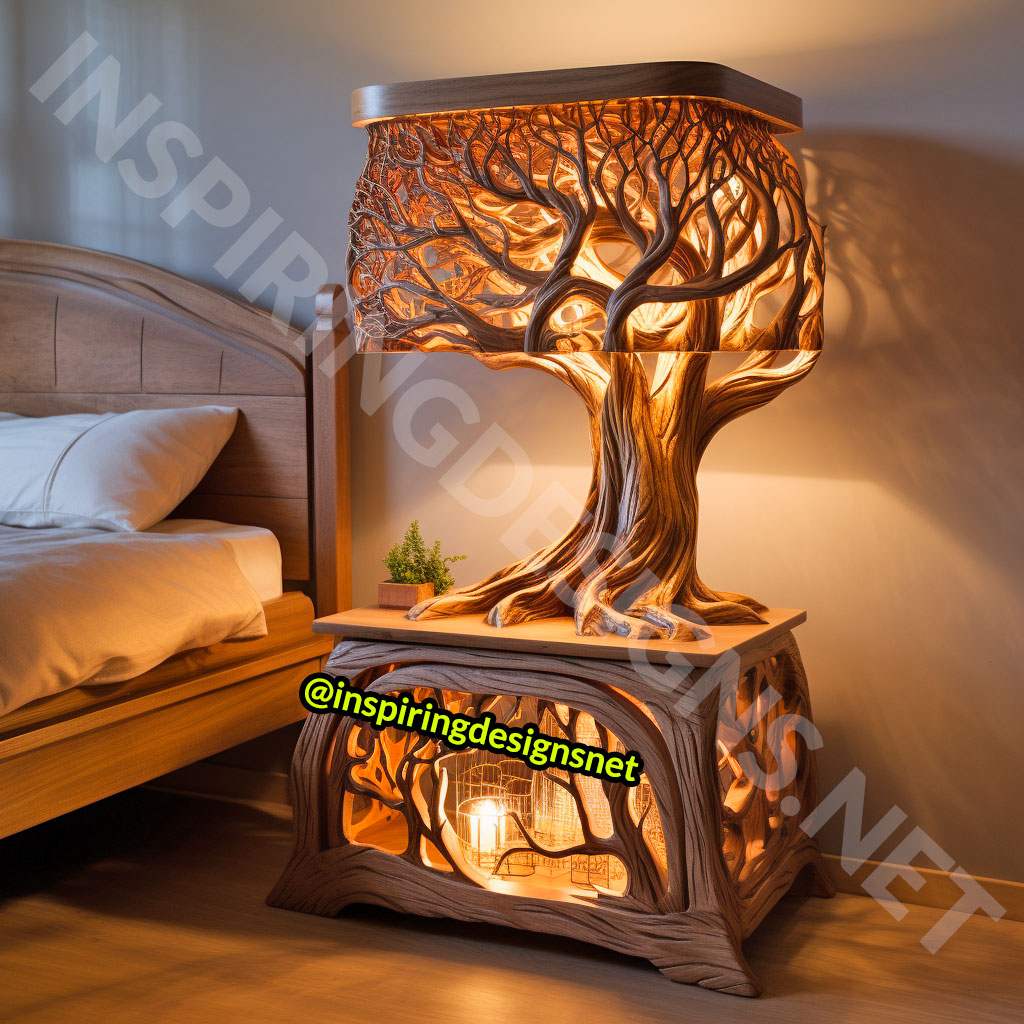 Wooden Tree Of Life Nightstands Tables