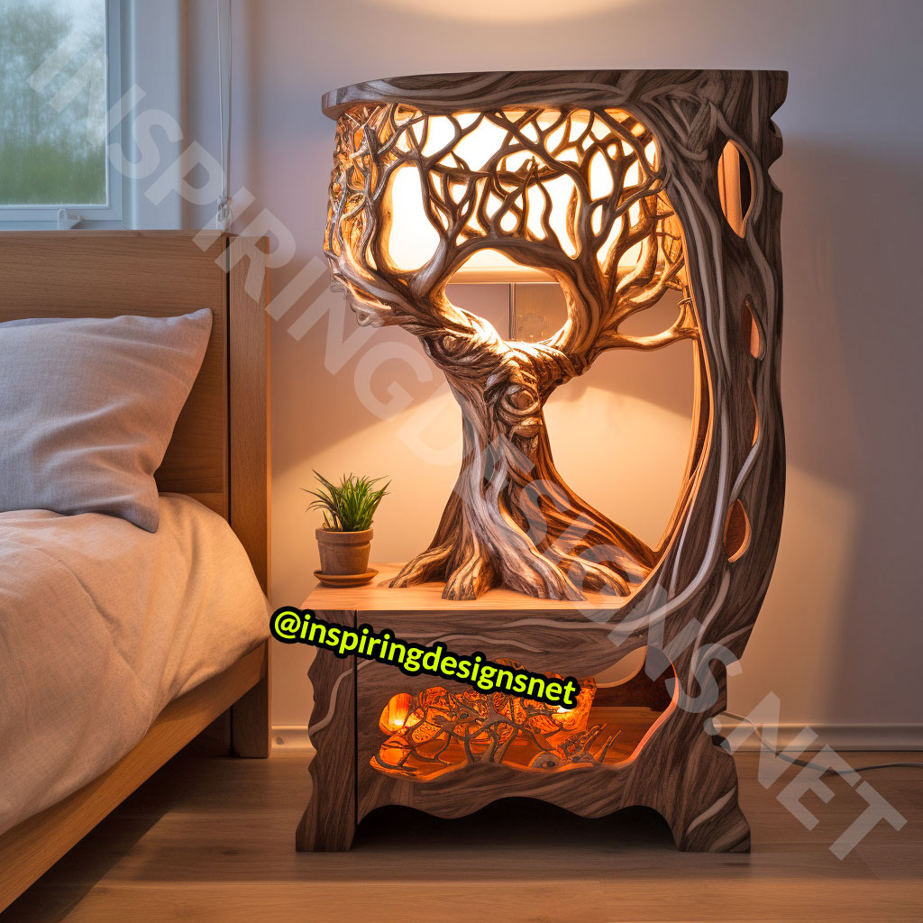 Wooden Tree Of Life Nightstands Tables