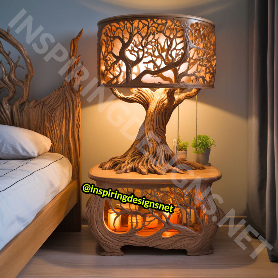 These Wooden Tree Of Life Nightstand Tables Illuminate Your Bedroom ...