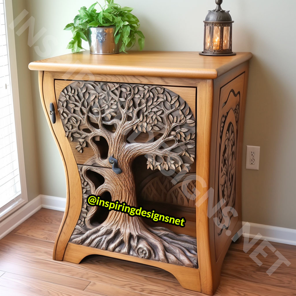 Wooden Tree Of Life Nightstands Tables